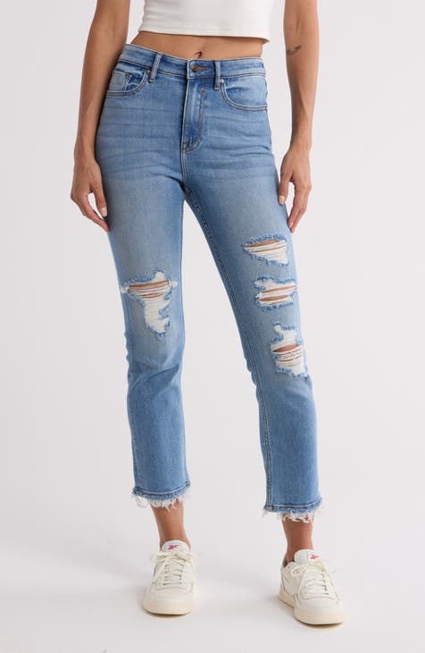 Vaqueros de pernera recta con dobladillo sin rematar desgastados Crosby