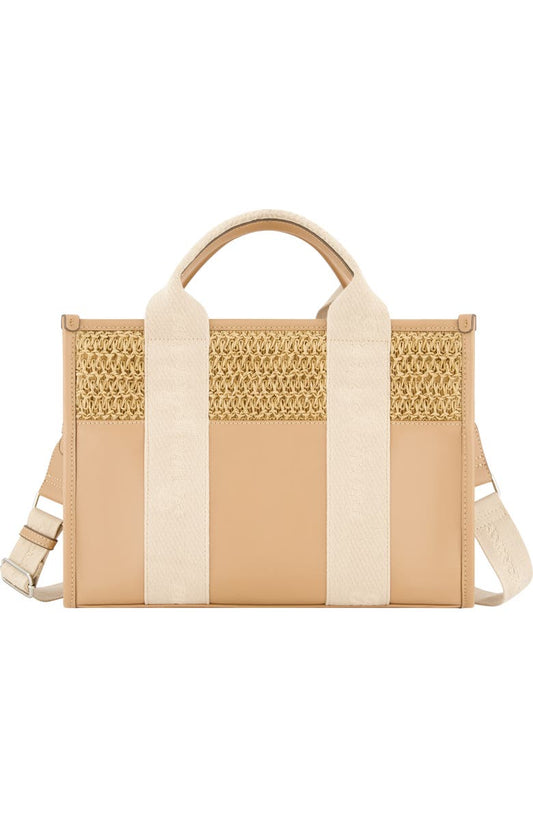 Raffia Web Strap Modern Tote Bag