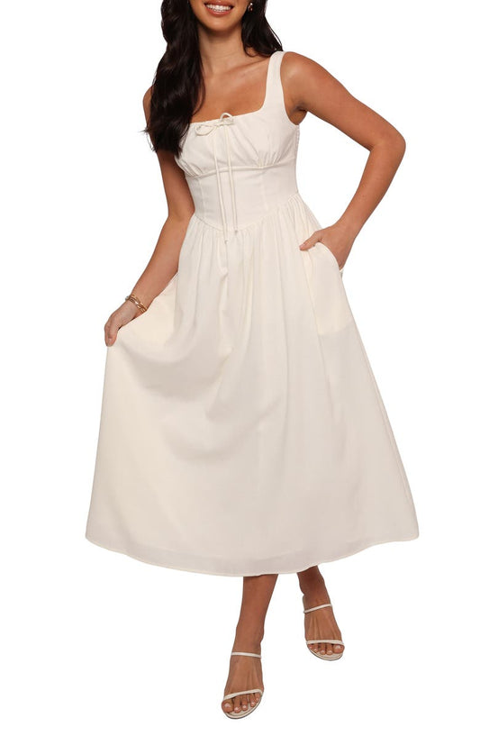 Kinslee Corset Cotton Blend Midi Dress