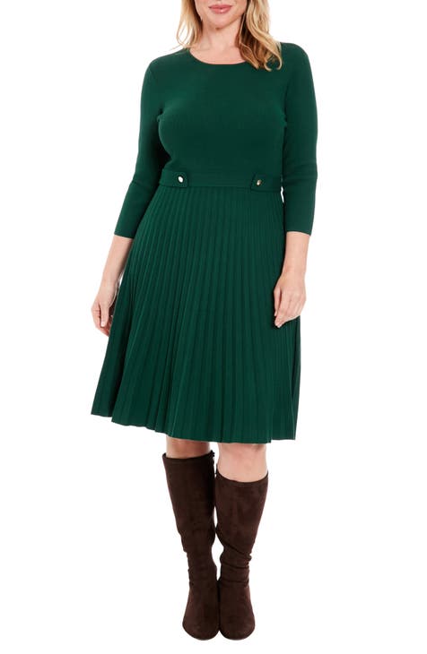 Vestido estilo suéter plisado con pestaña lateral