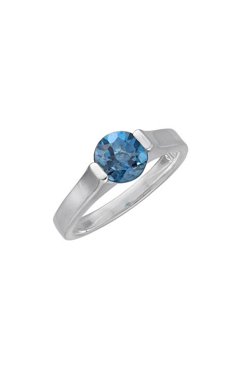 Anillo de plata de ley con topacio azul de Londres