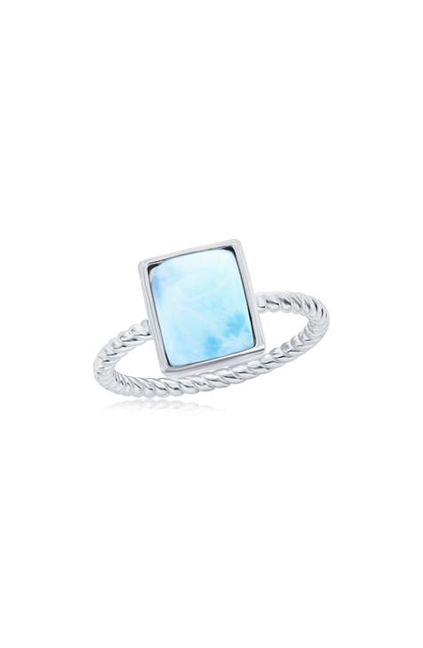 Anillo Larimar Rectángulo Plata de Ley