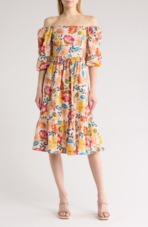 Vestido escalonado con mangas abullonadas