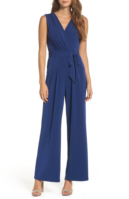 Faux Wrap Jersey Jumpsuit (Regular & Petite)