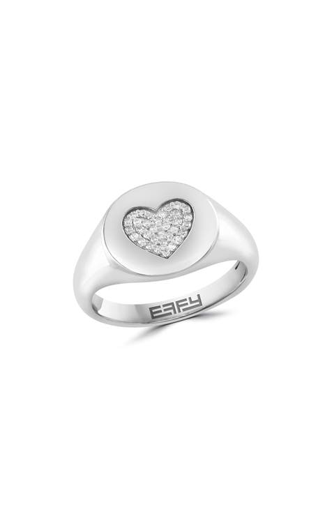 Anillo de Plata de Ley Corazón de Diamante, 0,09 ct