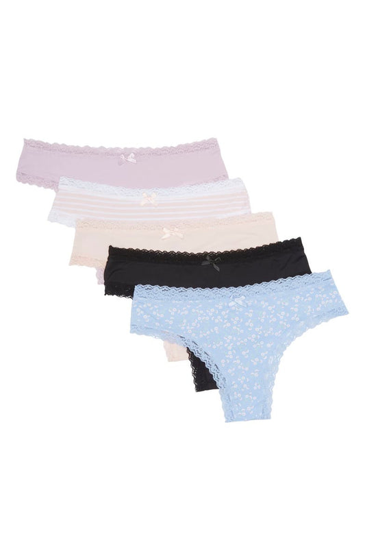 Petra Mid Rise Thong Underwear - Pack of 5