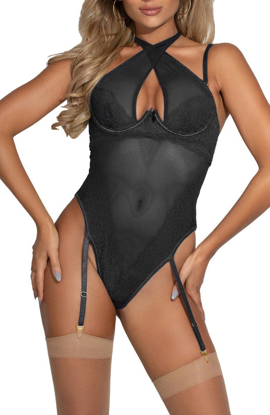 Halter Lace & Mesh Teddy (Regular & Plus)