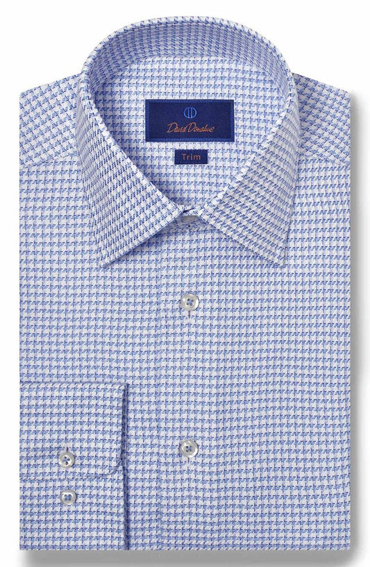 Trim Fit Twill Texture Check Dress Shirt