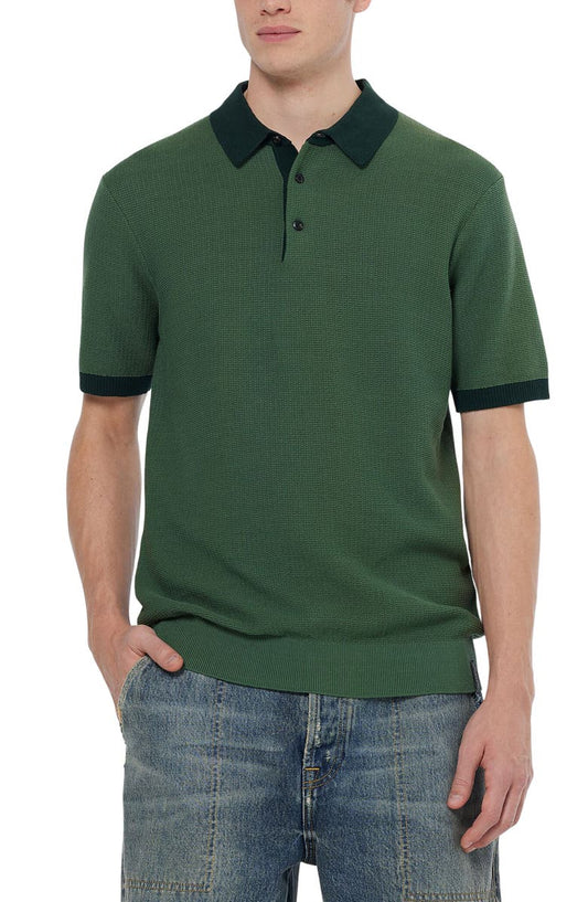 Textured Cotton Knit Polo