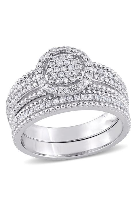 Anillo en racimo de diamantes de plata de ley - 0,33 ctw