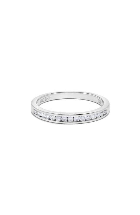 Anillo apilable de diamantes engastados en canal de oro blanco de 14 quilates - 0,20 ct.