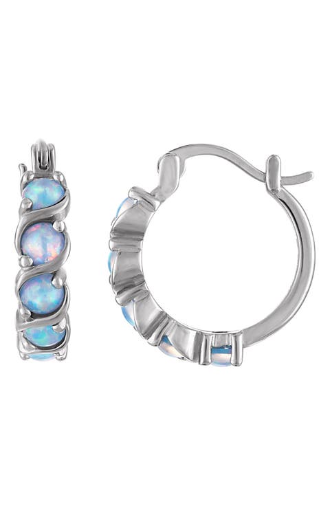 Lab Created Opal Hoop Earrings