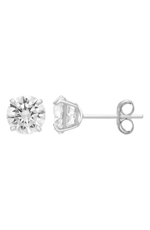 14K Gold Cubic Zirconia 6mm Stud Earrings