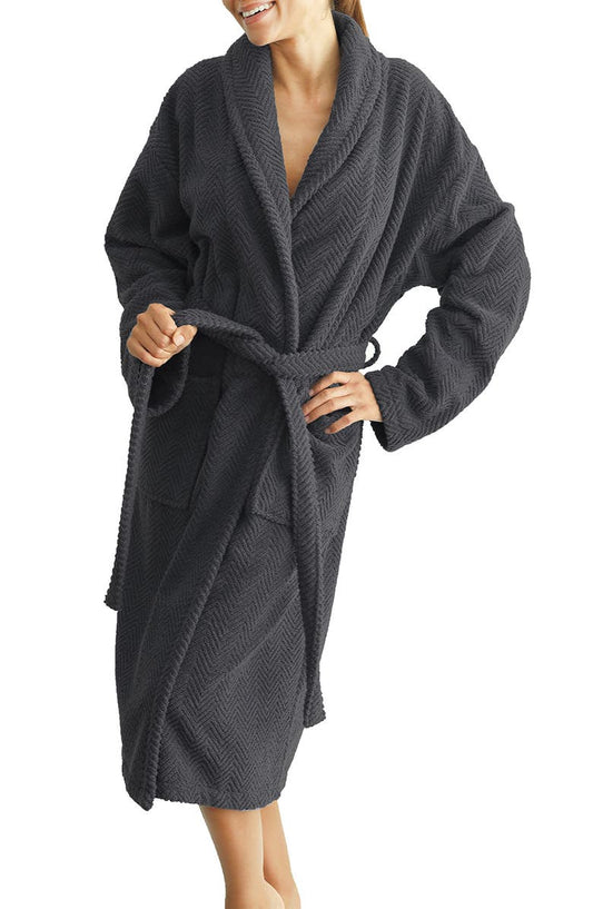 Unisex Herringbone Weave Bathrobe