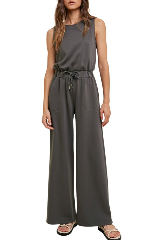 Wide Leg Scuba Jumpsuit