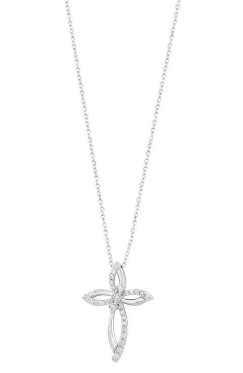 Sterling Silver Diamond Cross Pendant Necklace