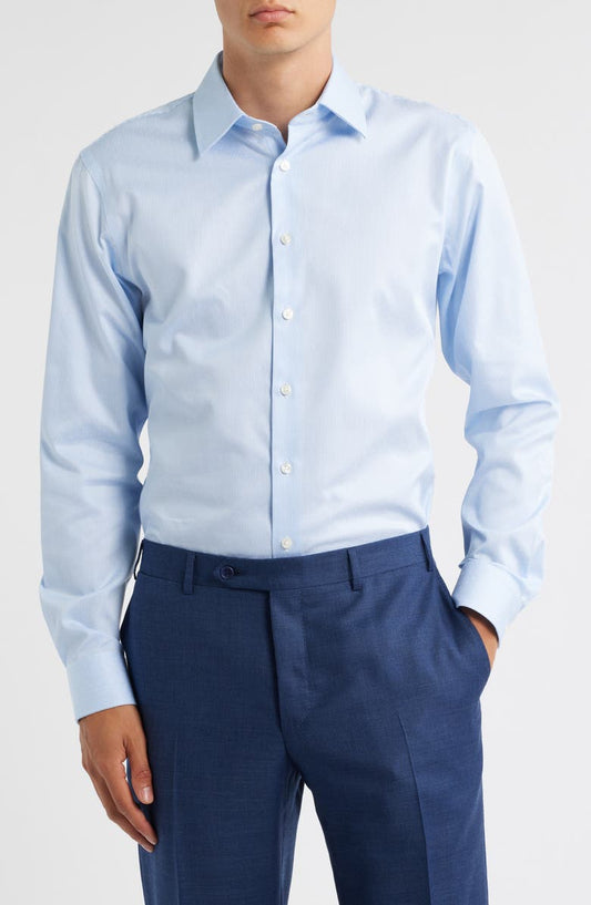 Trim Fit Pinstripe Non-Iron Cotton Dress Shirt (Regular, Big & Tall)
