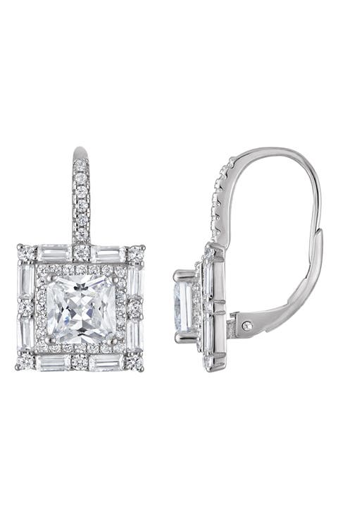 Sterling Silver & Cubic Zirconia Lever-Back Earrings