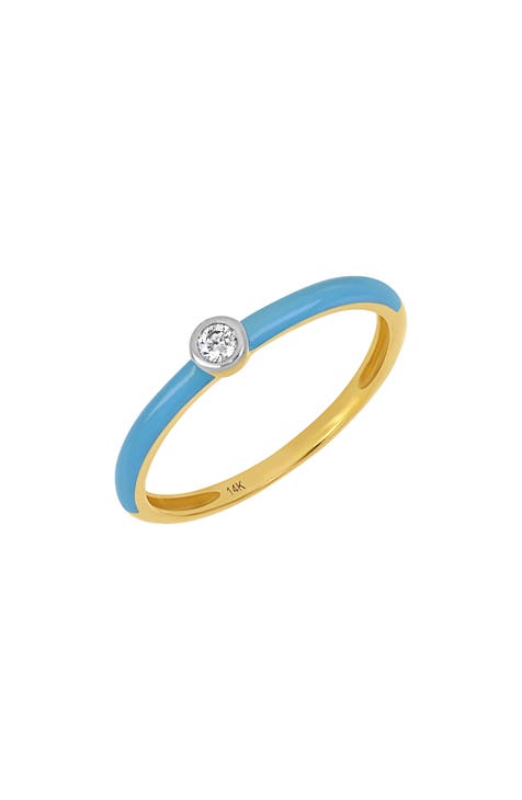Anillo de diamantes y esmalte azul cielo - 0,15 ct (Exclusivo Nordstrom)