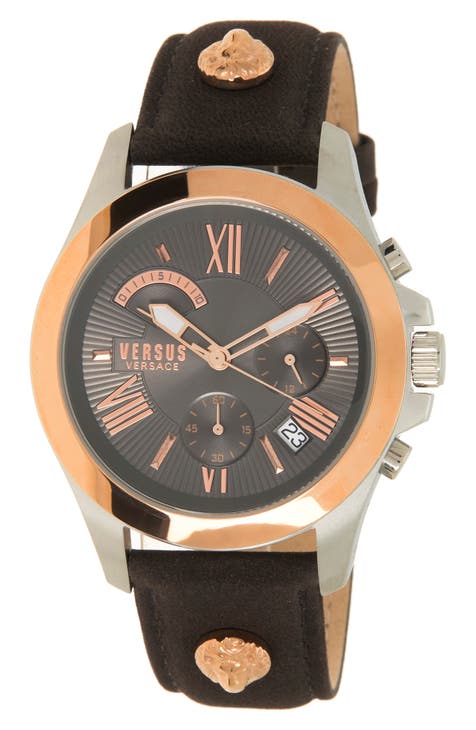 Reloj de cuarzo con correa de piel para hombre, 44 mm
