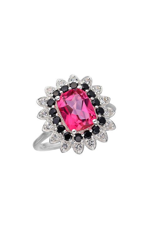 Anillo de topacio rosa