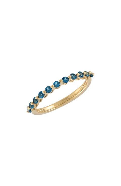 14K Yellow Gold London Blue Topaz Band Ring