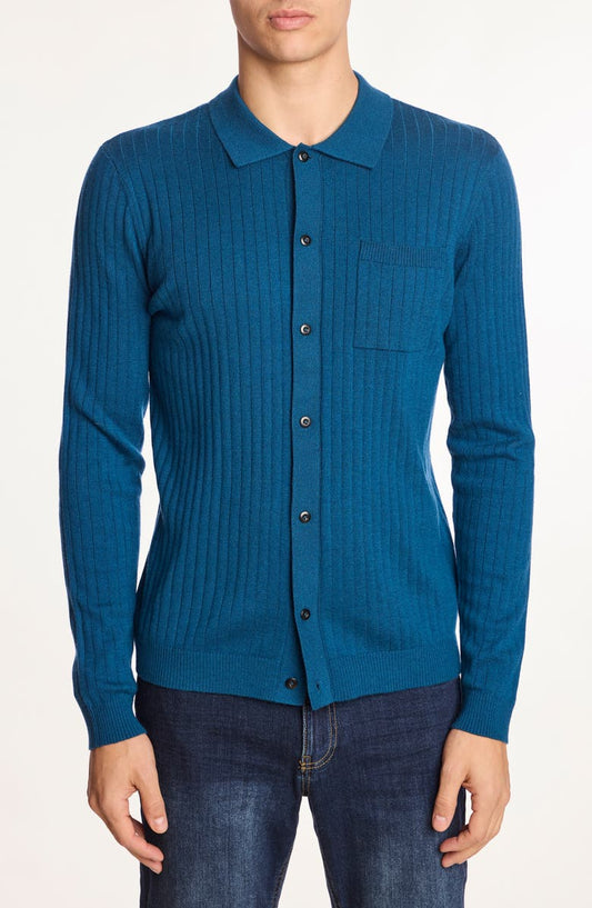 Rib Button-Up Polo