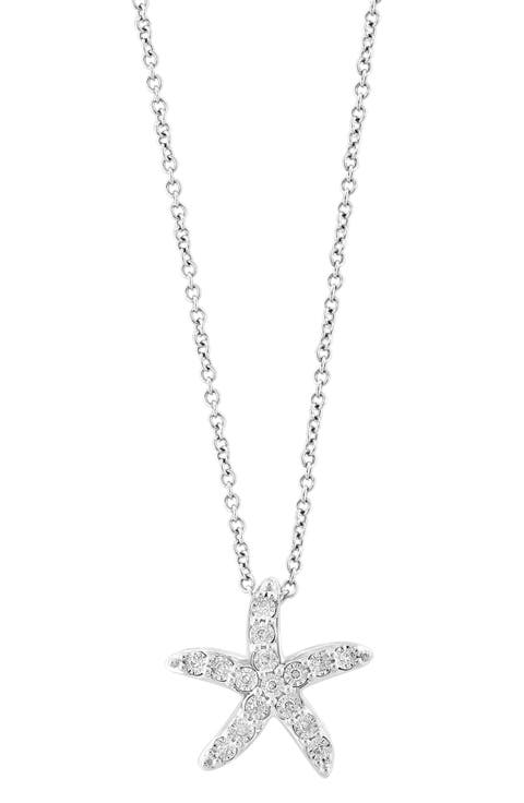 Sterling Silver Diamond Starfish Pendant Necklace - 0.14ct.