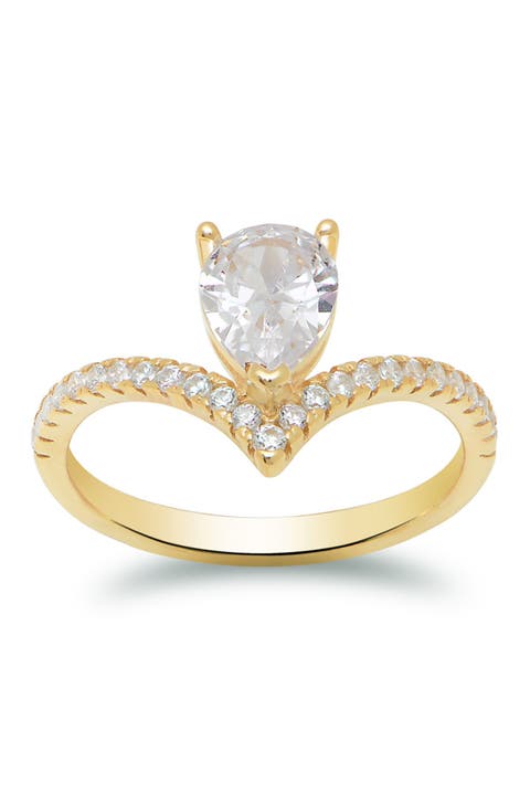 Anillo CZ Solitario Lágrima