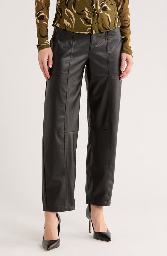 Faux Leather Barrel Pants