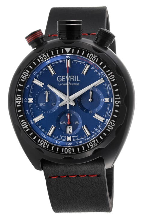 Reloj automático Canal Street con correa de piel, 48 mm