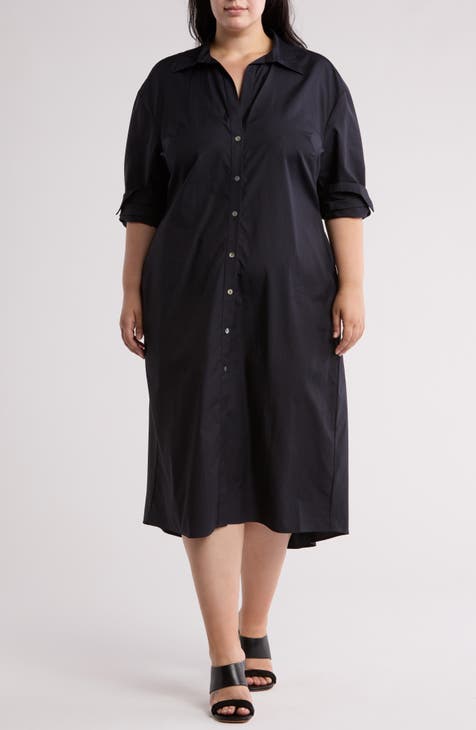 Vestido camisero ajustado de manga larga