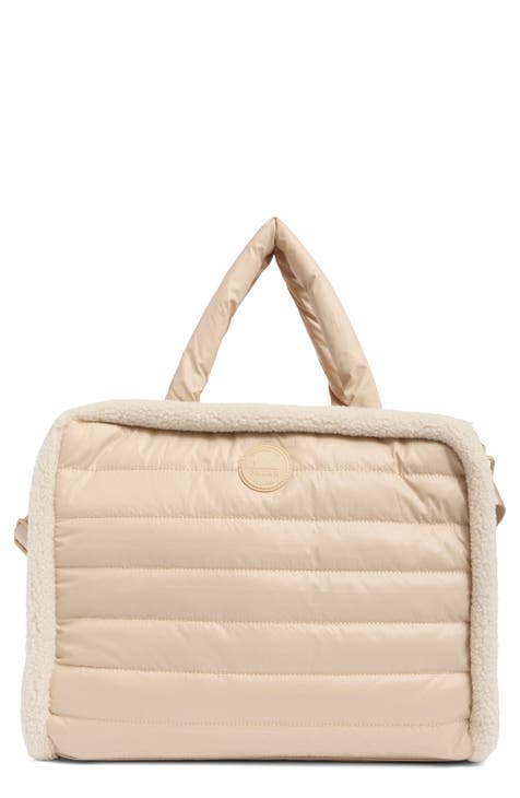 Bolso acolchado con ribete de imitación de piel de oveja