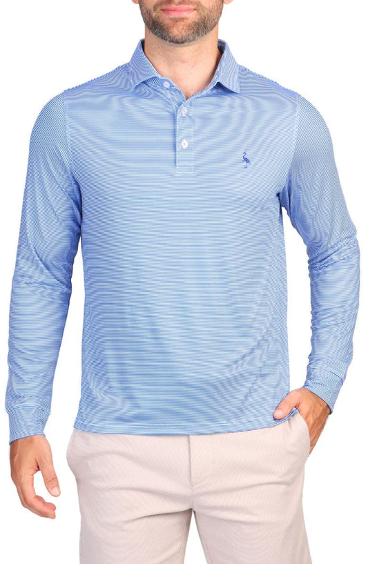 Micro Stripe Printed Long Sleeve Performance Polo