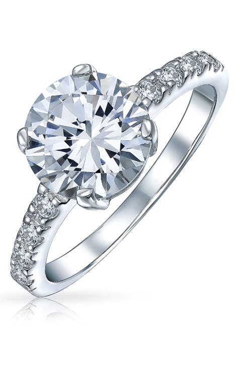 Anillo Redondo Brillante Solitario Circonita Cúbica