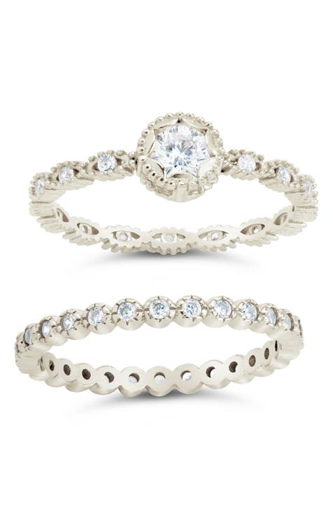 Anillos apilables CZ - Juego de 2