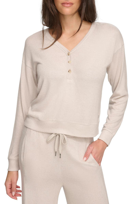 Hacci Long Sleeve Crop Henley