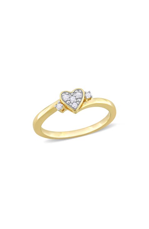 Anillo Pavé Corazón Diamante Plata de Ley - 0.10ct.