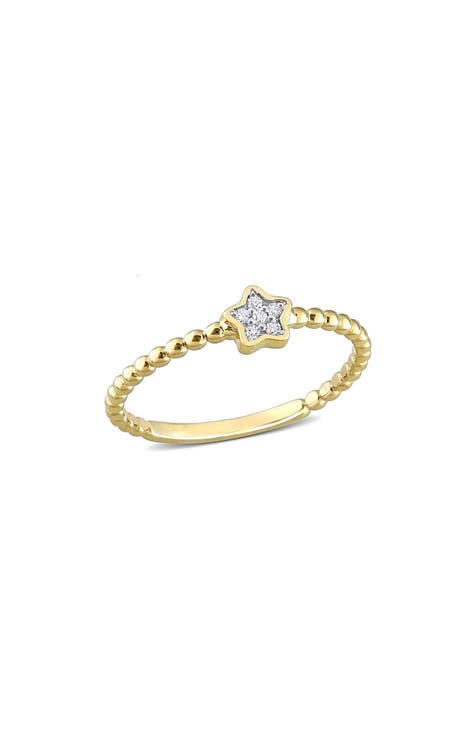 Anillo estrella con acento de diamante - 0,04ct.