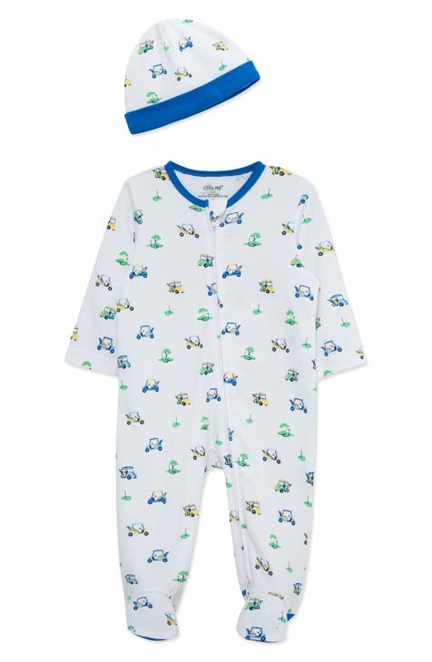 Conjunto de calzado y sombrero de algodón con estampado de enlaces de golf (bebé) (exclusivo de Nordstrom)