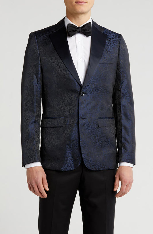 Floral Satin Notch Lapel Sport Coat