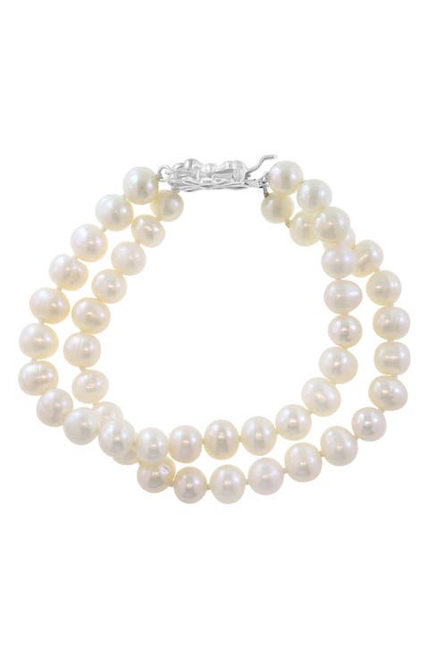 Sterling Silver Freshwater Pearl Double Strand Bracelet
