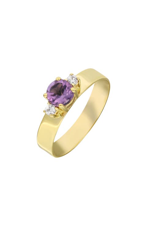 14K Yellow Gold Amethyst & Diamond Ring