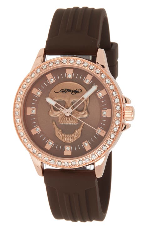 Reloj con correa de silicona Crystal Skull, 38 mm x 44 mm