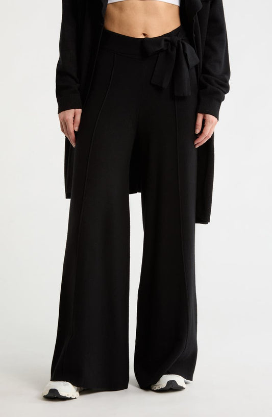 Pintuck Knit Wide Leg Pants