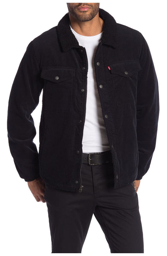 Corduroy Faux Shearling Lined Trucker Jacket