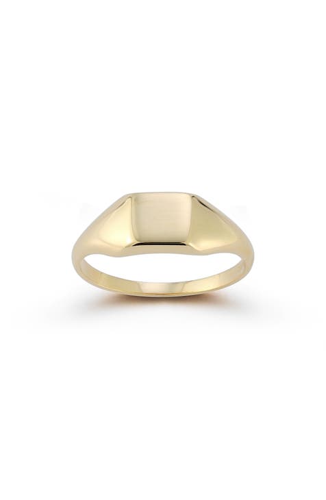 Anillo de sello cuadrado de oro amarillo de 14 quilates