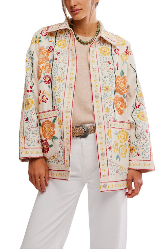 Avery Beaded Embroidered Cotton Jacket