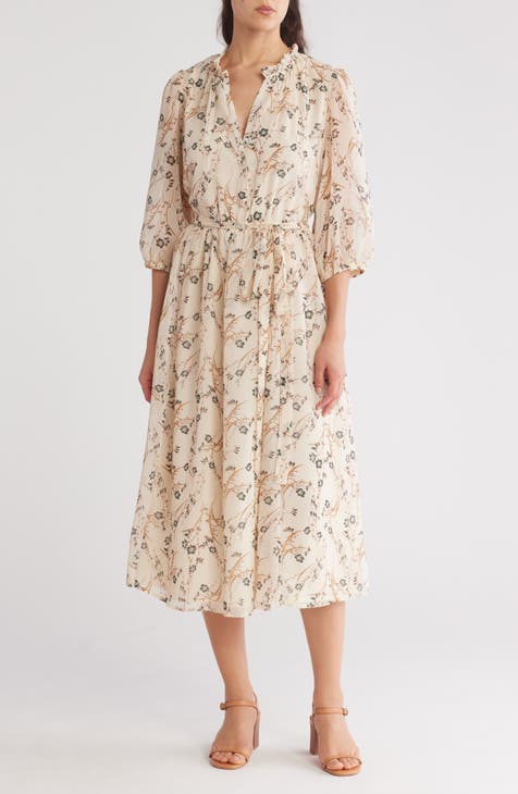 Vestido midi de gasa floral