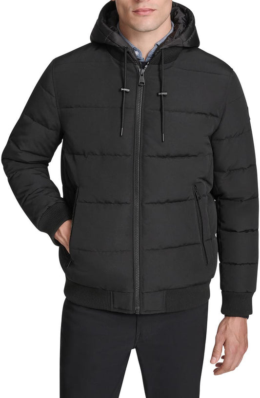 Oxford Hooded Quilted Bomber Jacket